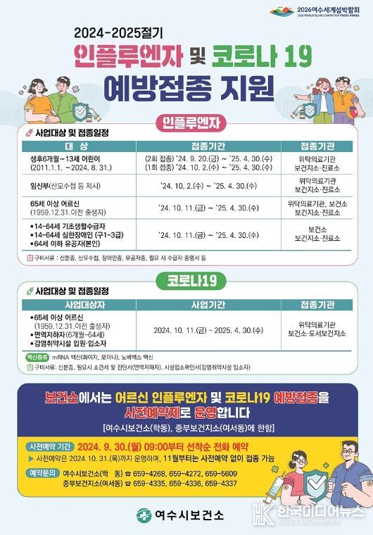 여수시, 11일부터 코로나19 무료 예방접종