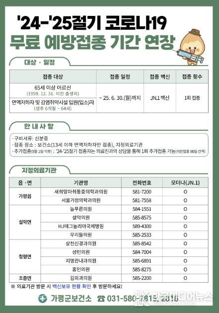 가평군, 코로나19 예방접종 6월 30일까지 연장