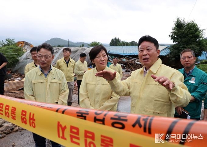 농식품부 장관, 가평 산사태‧축사 피해 현장 방문