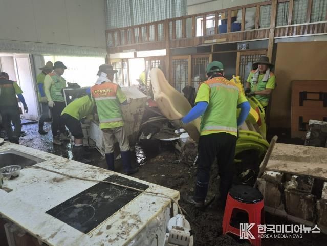 광주시 자율방재단, 가평군 집중호우 피해지역 긴급 복구 지원