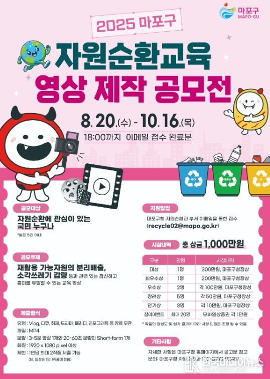 ’마포구, 자원순환교육 영상 공모전 개최