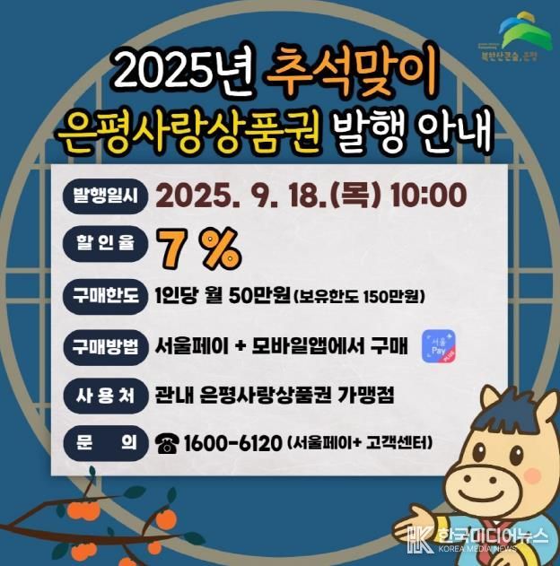추석맞이 은평사랑상품권 발행 포스터