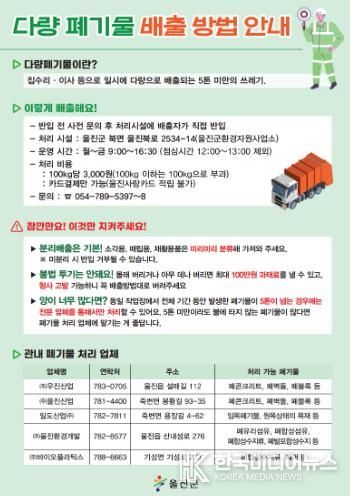 울진군, 다량폐기물 처리 절차 간소화 시행