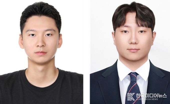 경상국립대학교(GNU) 공과대학 나노신소재융합공학과 석사과정 강호성 씨와 기계항공우주공학부 석사과정 최현민 씨(왼쪽부터).