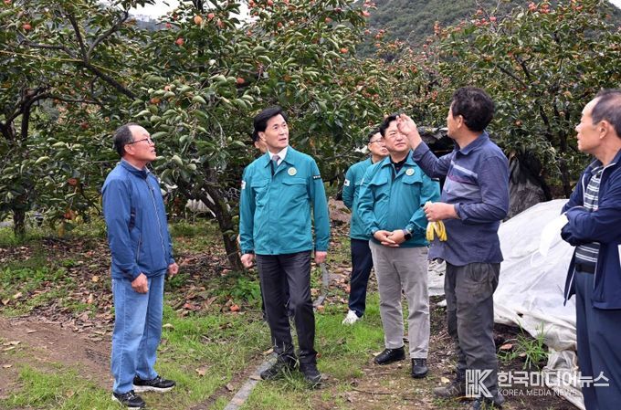 안병구 밀양시장, 상동면 떫은감 탄저병 피해 현장 방문