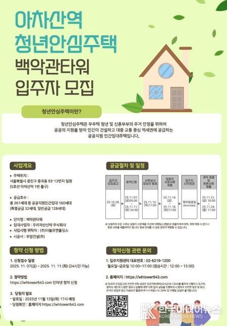 광진구, 청년안심주택 ‘아차산역 백악관타워’ 청약 시작