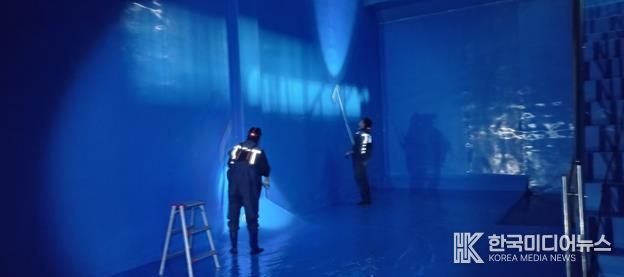 웅천 배수지 물탱크 청소 모습