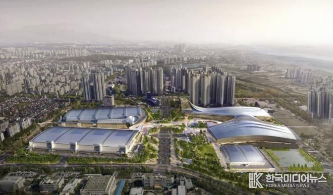 킨텍스 제1~3전시장 조감도. 2028년 제3전시장이 준공되면 제1~3전시장을 합쳐 17만㎡ 규모의 국내 최대 전시 공간으로 거듭난다.