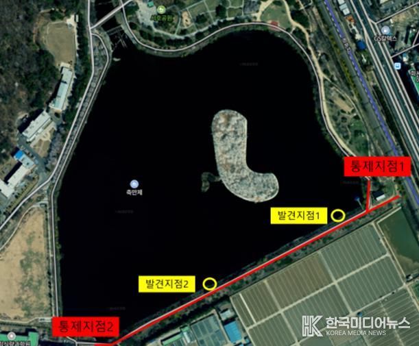 AI 확진된 큰기러기 폐사체 발견 지점.