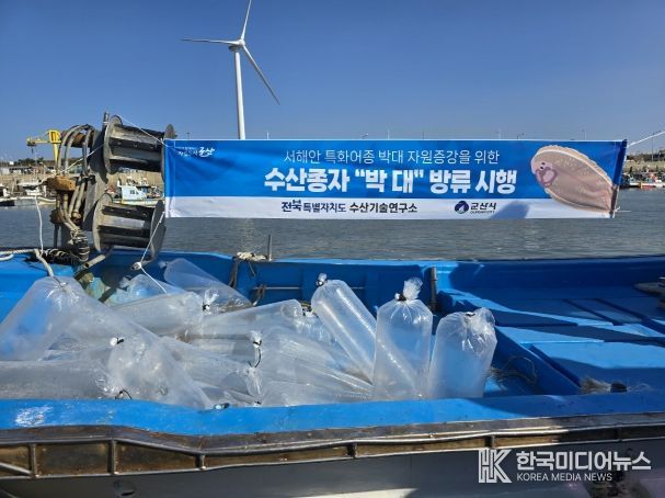 생태계 회복과 수산자원 증대를 위한 박대종자 5만미 옥도면 비안도 해역에 방류
