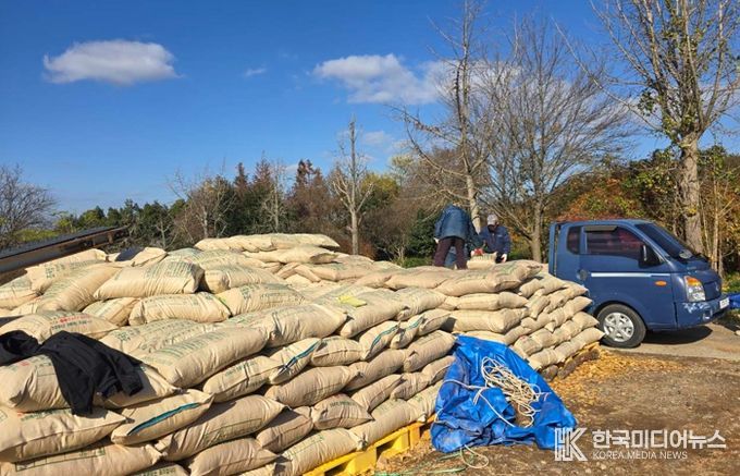 영암군, 숲 가꾸기 부산물로 만든 톱밥 축산 농가에 나눠