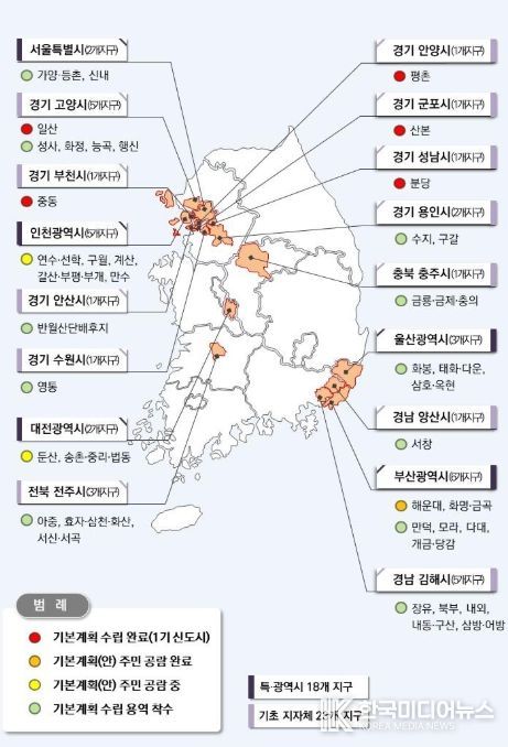 전국 노후계획도시 정비 추진 현황