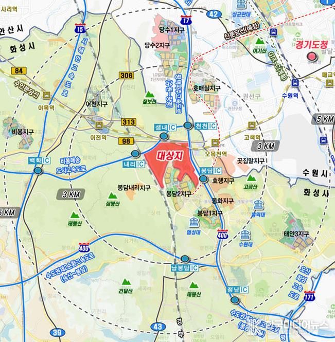 봉담3공공주택지구 위치도