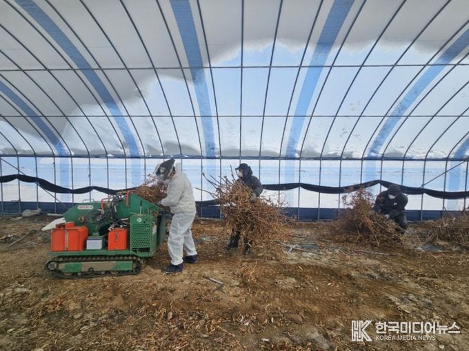 영농부산물 파쇄 모습