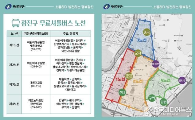 시내버스 파업시 무료셔틀 버스 노선도