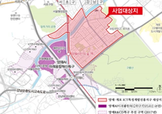 양재·개포 ICT 특정개발 진흥지구 위치도