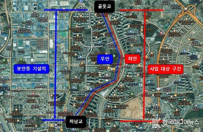 풍영정천 산책로 위치도