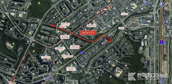 수지구 정평천 일원 산책 정비공사 위치도