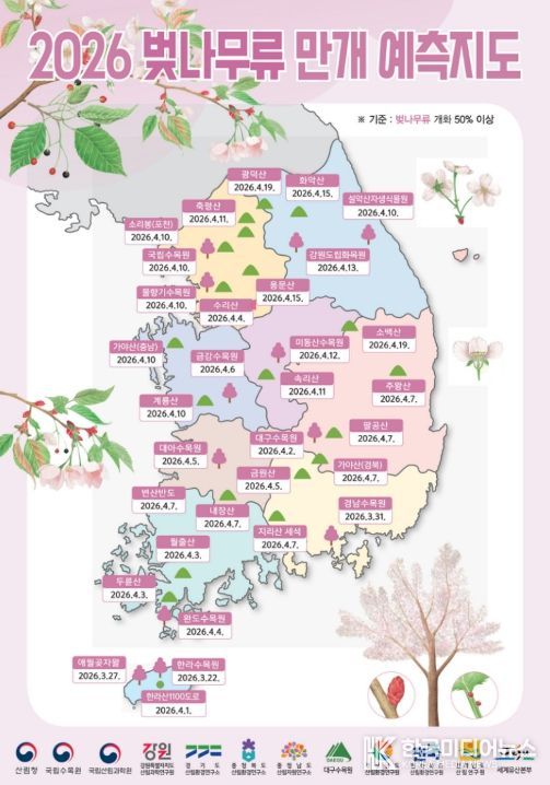 벚나무류 만개 예측지도