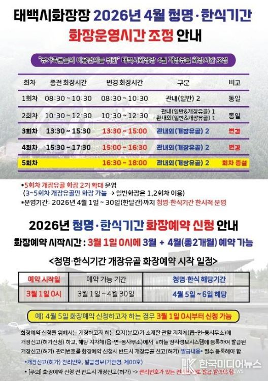 2026년 청명·한식 기간 운영 확대
