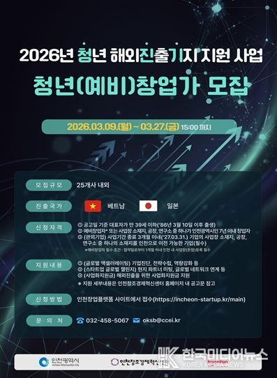 2026년 청년 해외진출기지 지원사업 홍보 포스터