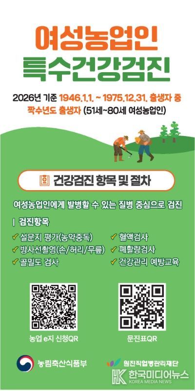 옹진군, 여성농업인 특수건강검진사업 추진