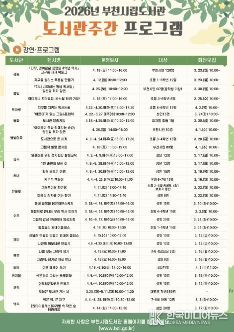 도서관주관 운영 프로그램 안내 이미지