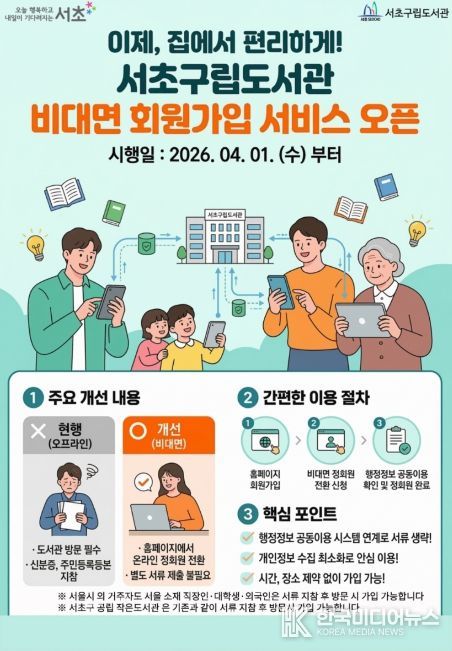 서초구립도서관 비대면 회원가입 서비스 홍보 포스터