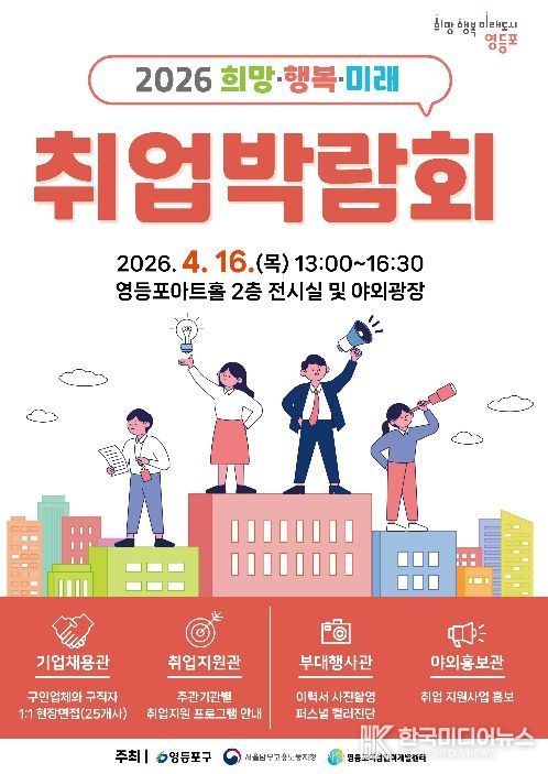 4. 16.에 진행될 ‘2026 희망‧행복·미래 취업박람회’ 포스터
